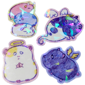 Hamster Angels - 4 Holographic Stickers