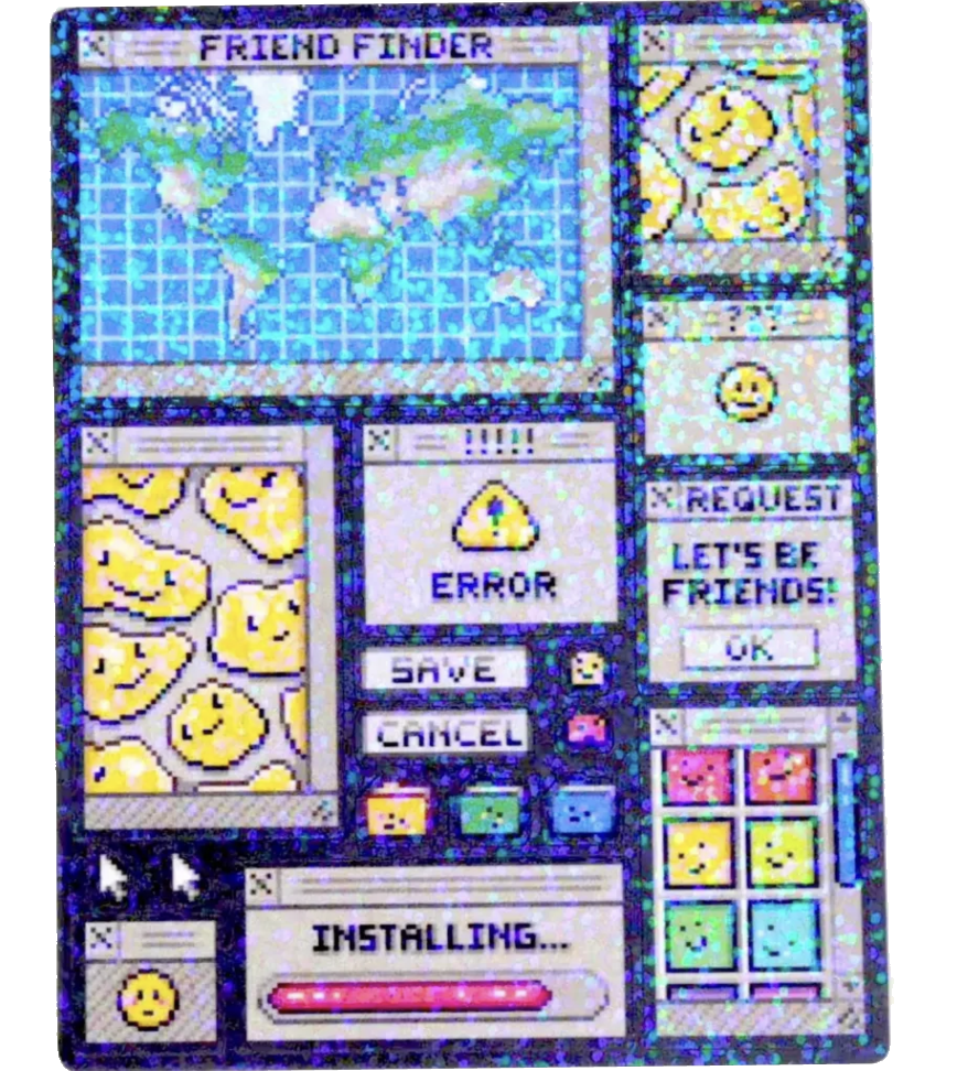 TOMODATCHI.NET Friendly Computer 2.0 - Holographic Sticker Sheet