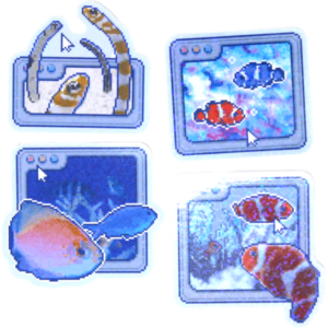 DIGITAL AQUARIUM - Computer Window Fish Stickers - Large