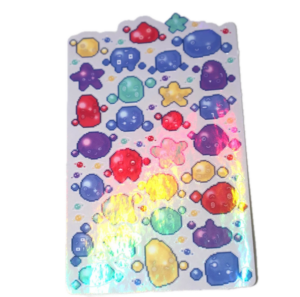 Happy Pixel Art Blob / Emoji Sticker Sheet - Hand Made - Holographic Vinyl 90s / Frutiger Aero Stickers